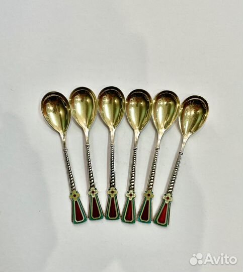 Ложки чайные эмаль серебро СССР