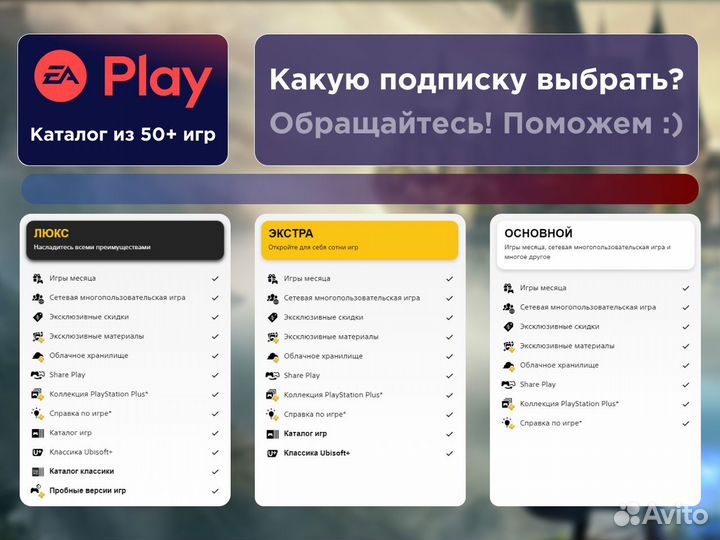 Все лучшие игры подписка PS EA Play в ассортименте