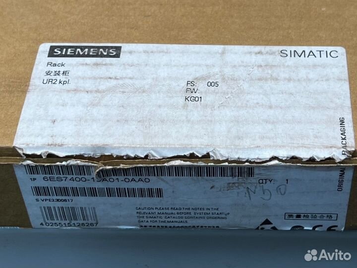 Siemens 6ES7 400-1JA01-0AA0 Rack, новый, 1 шт