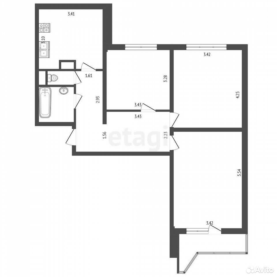 3-к. квартира, 78,4 м², 6/9 эт., Стерлитамак