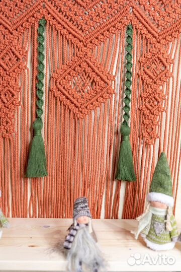 Полка макраме подвесная терракот