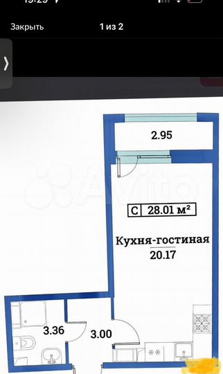 Квартира-студия, 28 м², 17/18 эт.