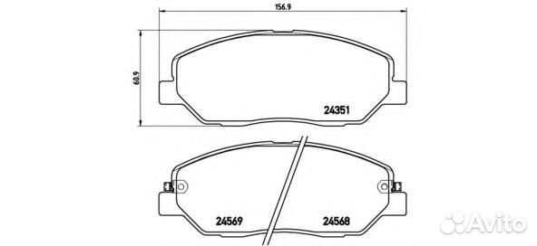 Колодки тормозные дисковые перед P30036 Brembo