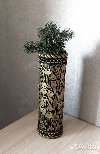 Ваза для сухоцветов жестяная 34 см ручная работа