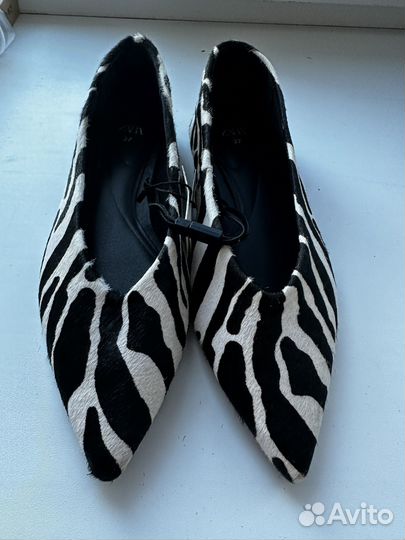 Балетки zara 37 зебра