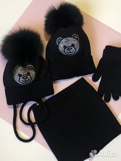 Шапка с мишкой Catya