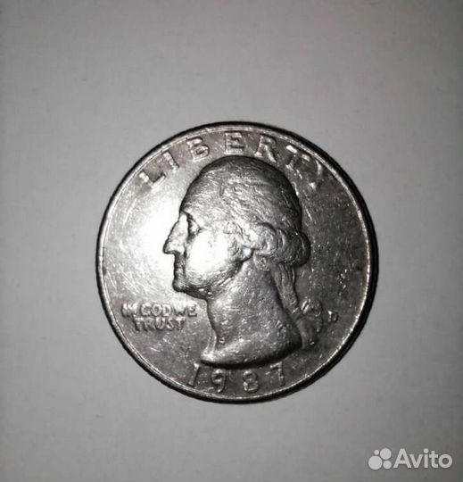 Монета Quarter dollar liberty 1987