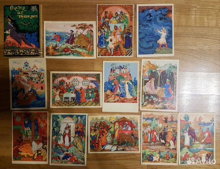 Открытки коллекционные. Палех. Сказки Пушкина. Акт