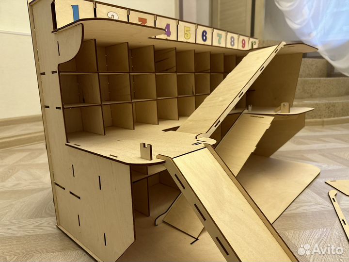 Деревянная Парковка Гараж для машинок XL