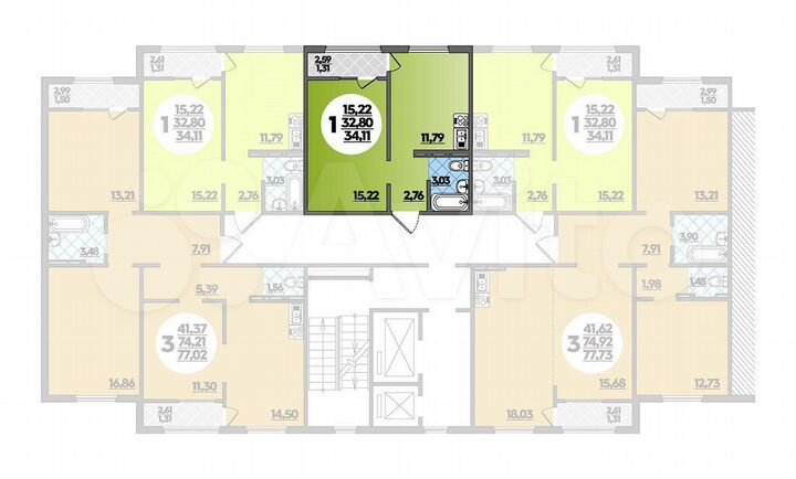 Квартира-студия, 34,1 м², 11/16 эт.