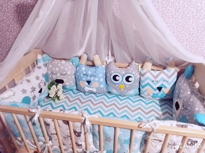 Комплект в кроватку бортики постельное белье