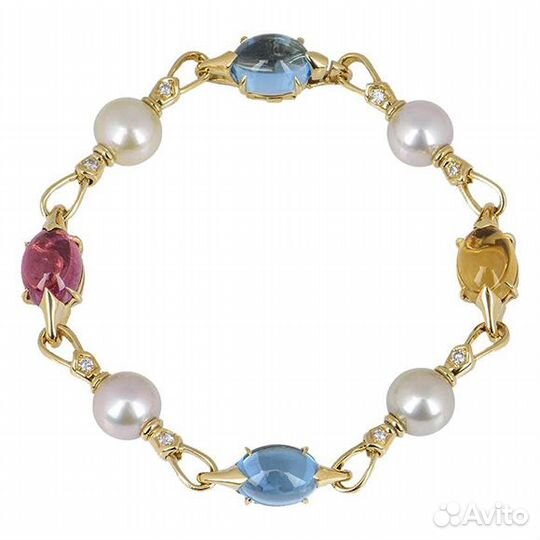 Браслет Bvlgari yellow gold pearl AND multi-GEM al