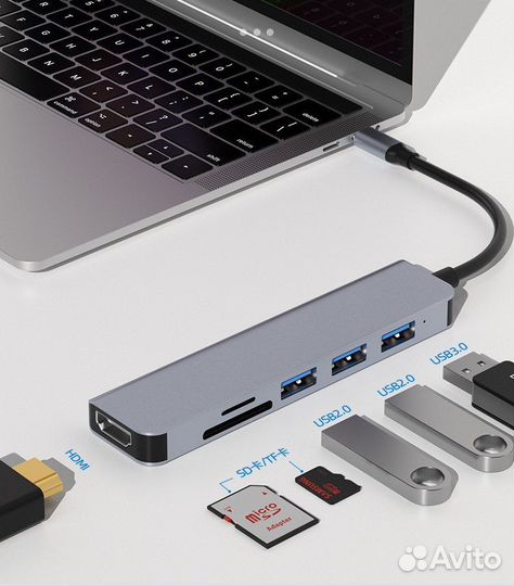Адаптер/переходник type c 6 в 1, 4k, для Mac book