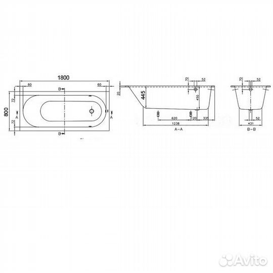Ванна Villeroy&Boch Oberon UBQ180OBE2V-01