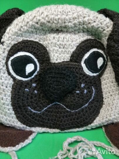 Детская шапка Мопс на малыша 2-4 года