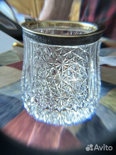 Хрустальная ваза с позолоченным серебром