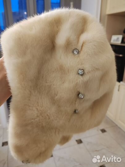 Шапка норковая женская цвет жемчуг