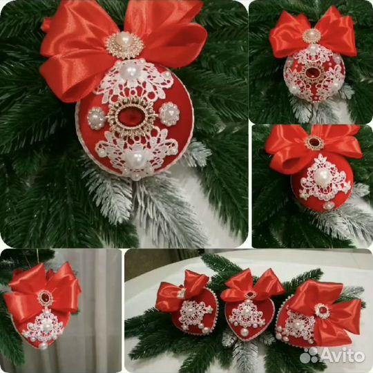 Набор елочных игрушек ручной работы