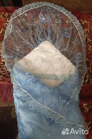 Нарядное одеяло зимнее на выписку для мальчика