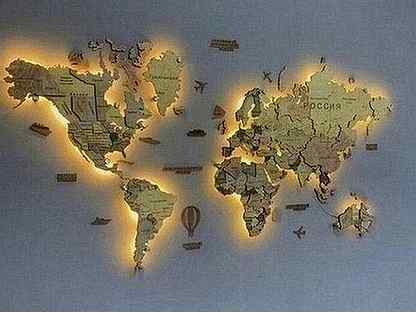 Панно декоративное - карта мира