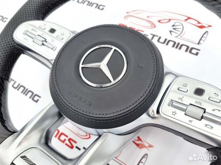 Руль 63 AMG подогрев+подушка Mercedes W222 карбон