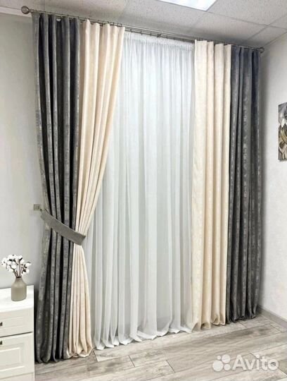 Шторы Мрамор Комби-Комплект Много расцветок