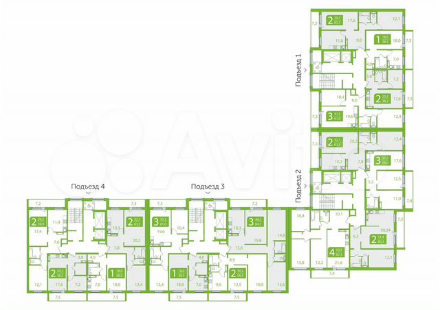 3-к. квартира, 61 м², 7/17 эт.