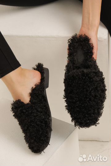 Мюли сабо меховые