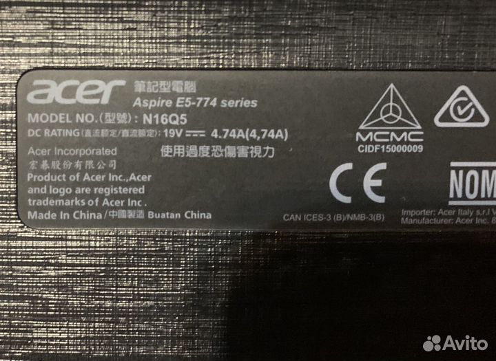 Acer Е5-774Aspire (N16Q5)