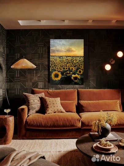 Картина маслом пейзаж подсолнухи