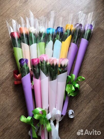 Мыльные розы в упаковке с бантом