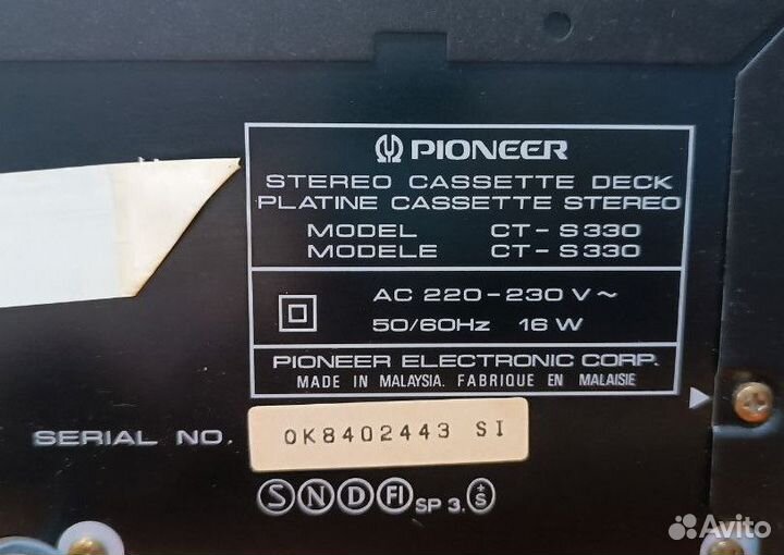 Кассетная дека Pioneer CT-S330