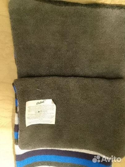 Теплый двойной на флисе шарф в полоску