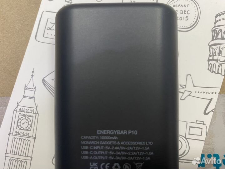 Пауербанк mini 10000mAh черный дисплей англия