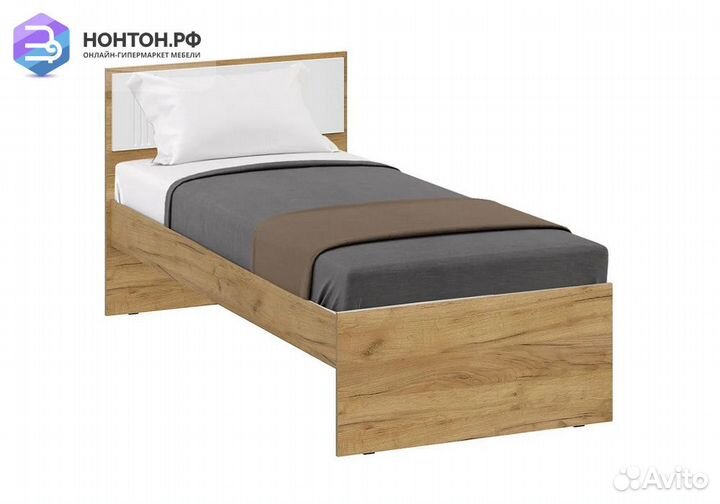 Кровать Милан 0.9 м дуб золотой / белый матовый