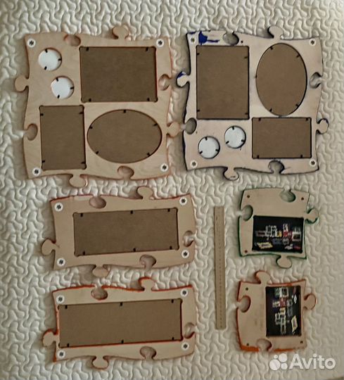Рамки для фото (6 шт) деревянные пазлы