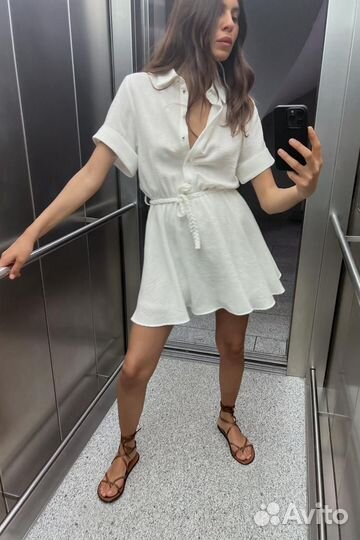 Платье zara белое мини