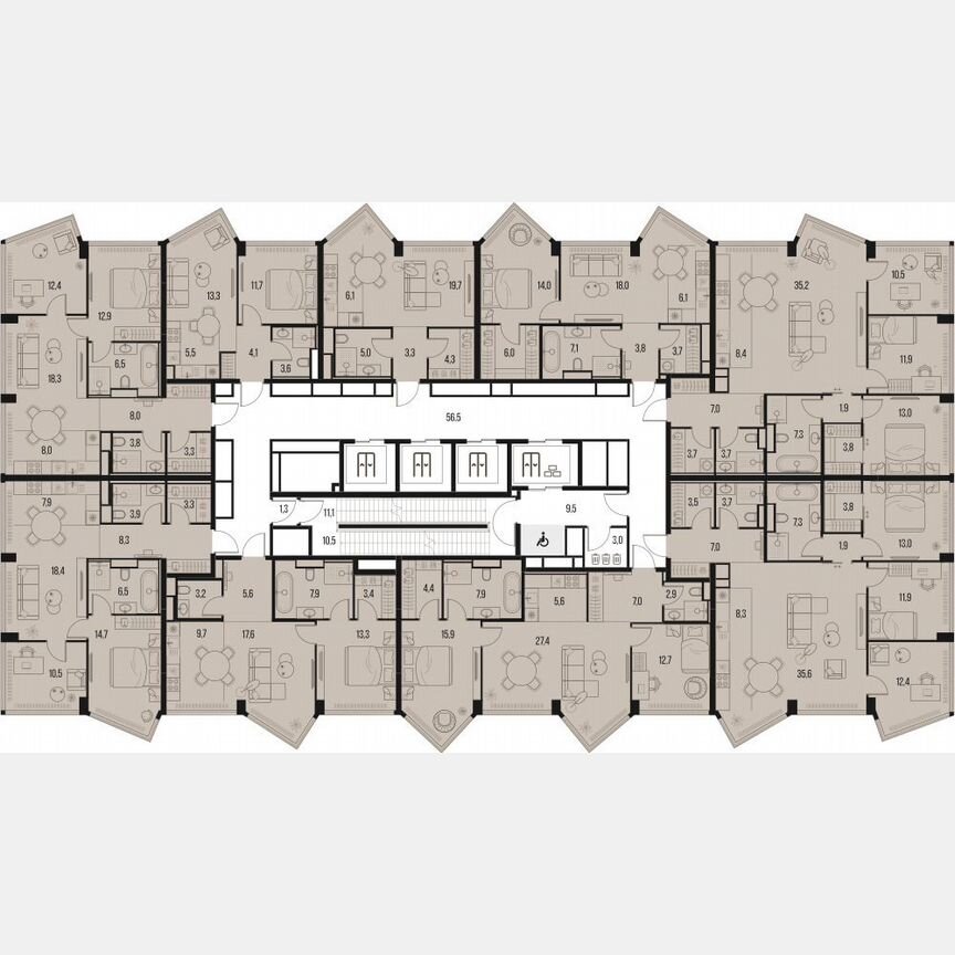 3-к. квартира, 73,3 м², 27/39 эт.
