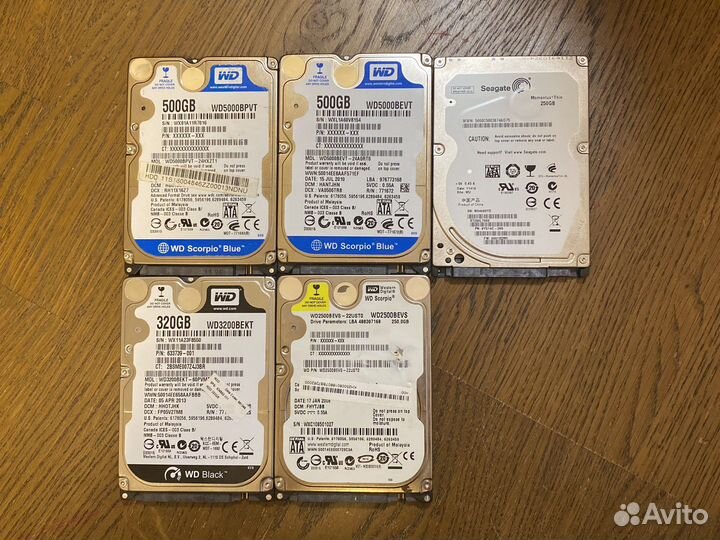 Жесткие диски для ноутбуков 2,5