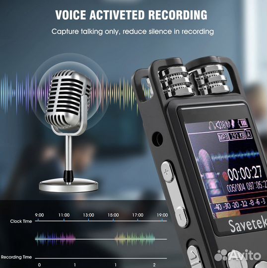 Профессиональный Savetek цифровой диктофон 32 GB
