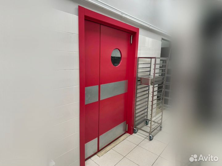 Дверь маятниковая на барных петлях