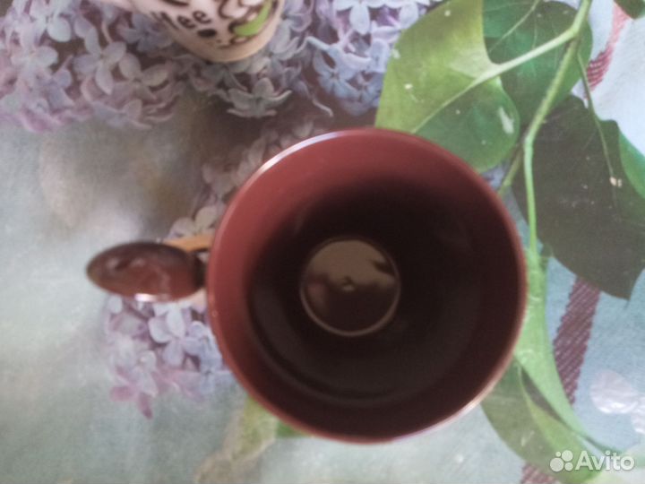 Кружка керамическая с ложечкой