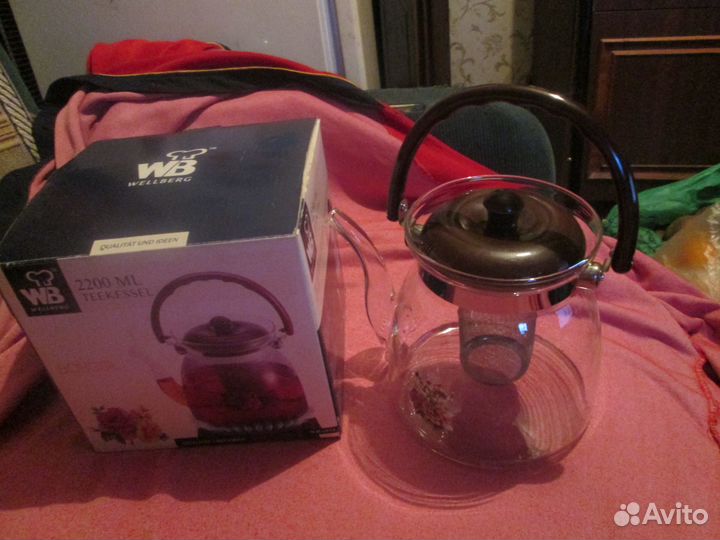 Чайники заварочные стеклянные, новые, 2200 и 1200