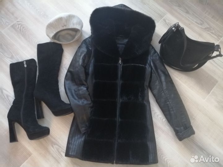 Пуховик с норкой, натуральная