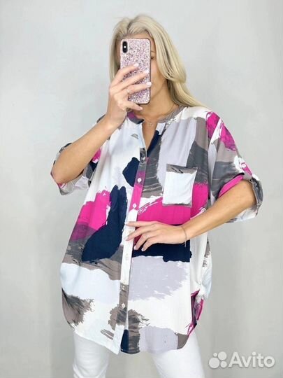Рубашка женская летняя 5 цветов хлопок 52р-58р