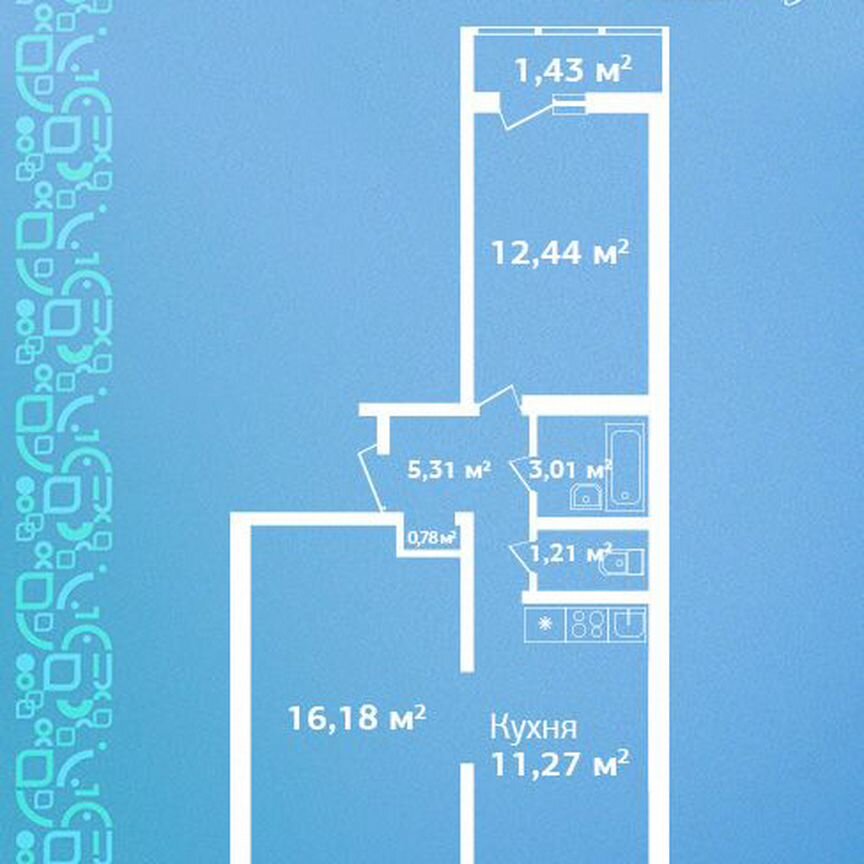 2-к. квартира, 51,6 м², 2/9 эт.