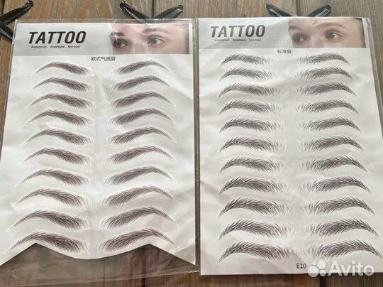 Тату- наклейка брови коричневые