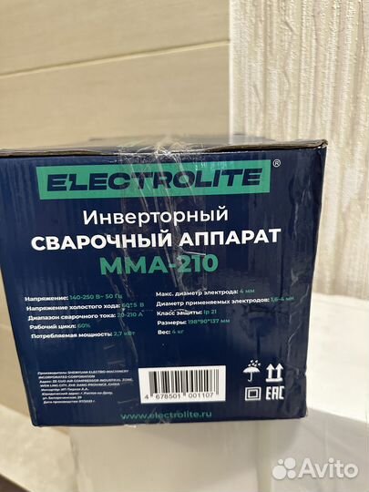 Cварoчный инвертoрный аппарат Elеctrоlitе mma-210
