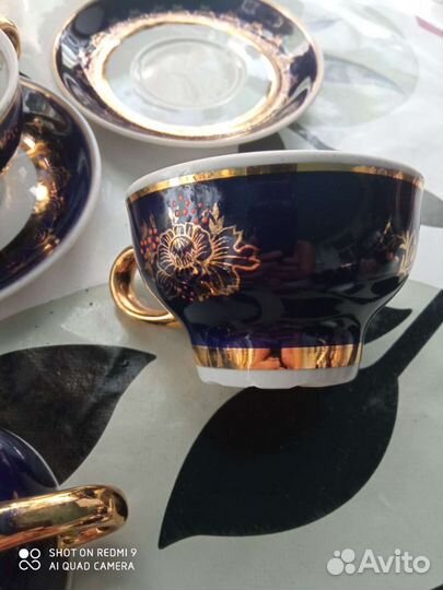 Сервиз кофейный 4 персоны кобальт бу