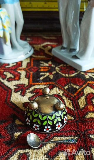 Солонка серебро, эмаль 1950 е гг.ссср